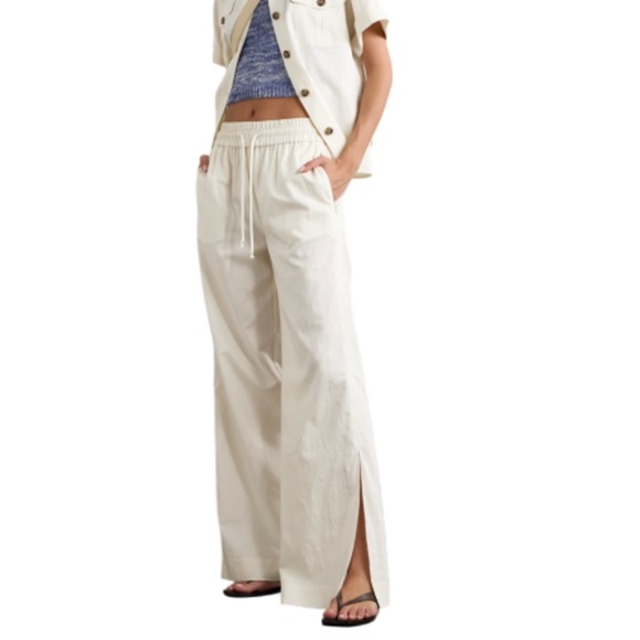 Frame Denim Pants - FRAME Crea Lounge cotton-blend wide-leg pants - White/Ivory/Cream - XS